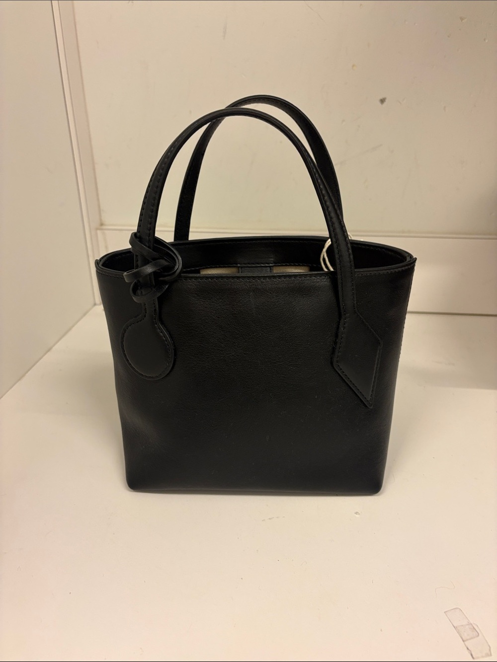 Liffner Spout Tote Micro Black Leather Tote Handbag NWT has dust cover / strap